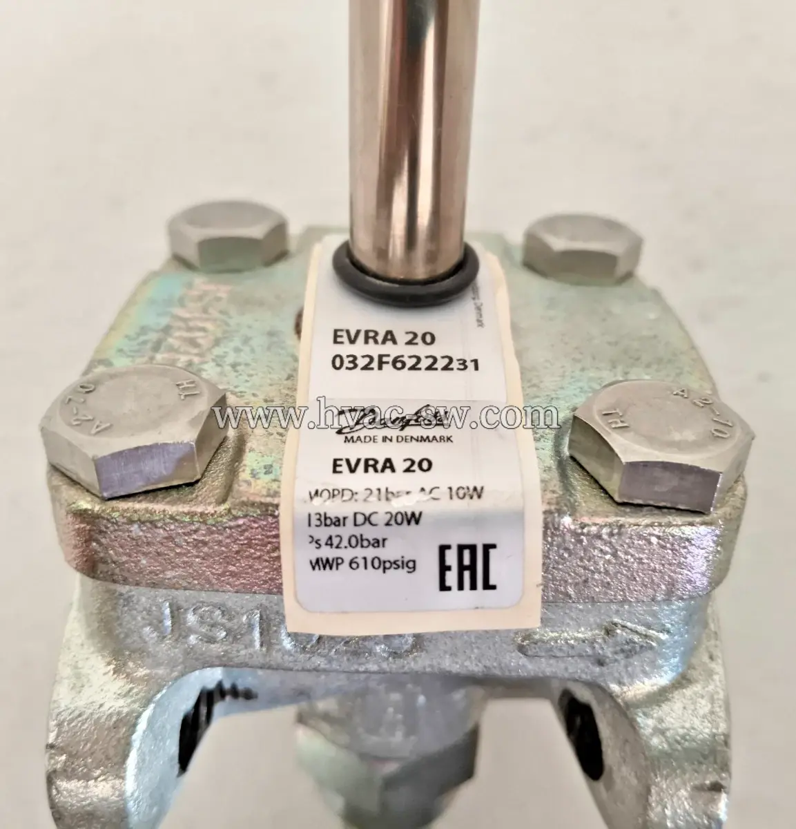 Danfoss 032F622231 EVRA 20 Refrigerant Solenoid Valve 42.0 bar, EAC Certified, Made in Denmark -picture-1