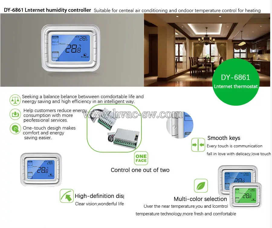 Commercial HVAC thermostat with intuitive interface