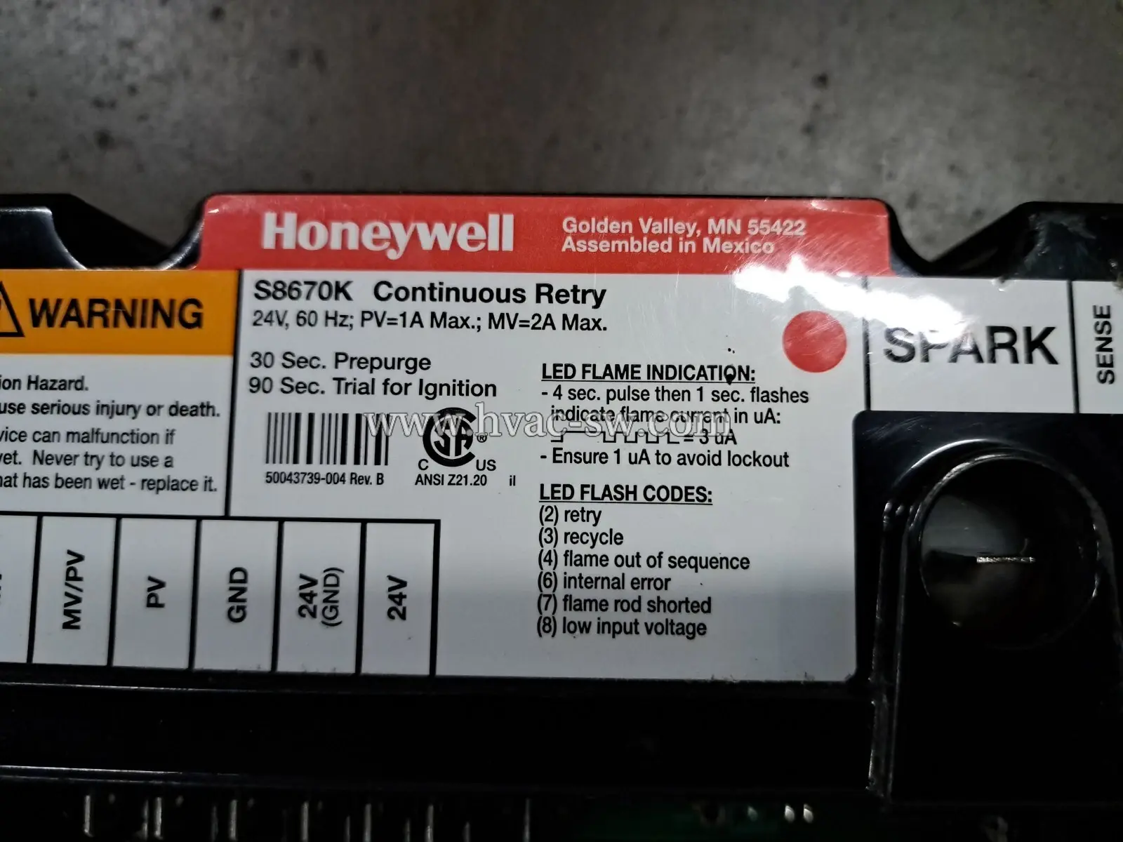 Honeywell S8670K3000 Lennox 30W33 Ignition Control Board for Gas Furnaces -picture-1