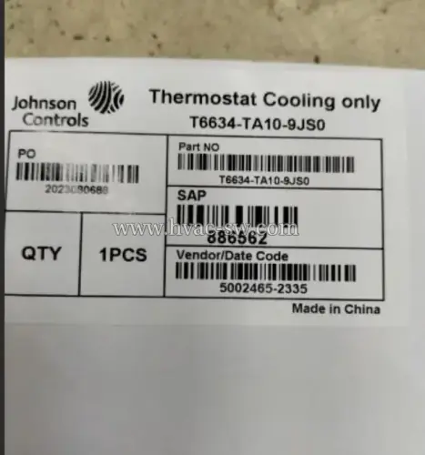 Johnson Controls T6634-TA10-9JS0 Temperature Controller