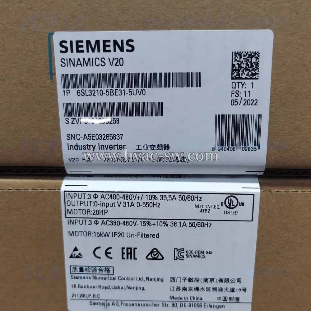 Energy-efficient 11-15kW VFD drives by Siemens 6SL32105BE315UV0