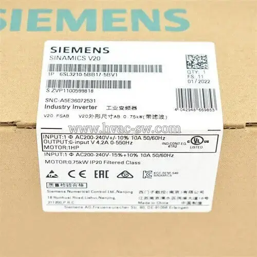 Siemens 6SL3210-5BB17-5BV1 SINAMICS V20 Inverter