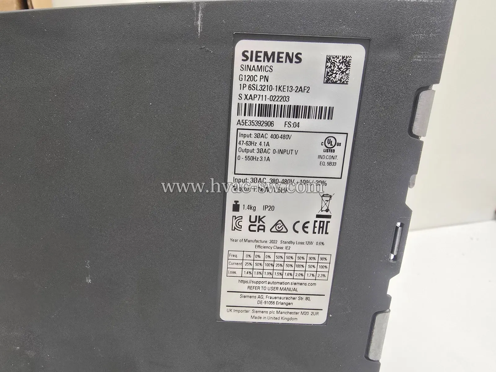 1.1kW Siemens G120C PN 6SL3210-1KE13-2AF2 inverter