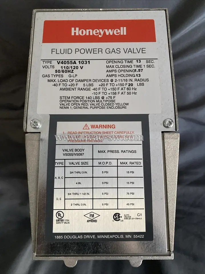 Honeywell V4055A1031 fluid power gas valve actuator