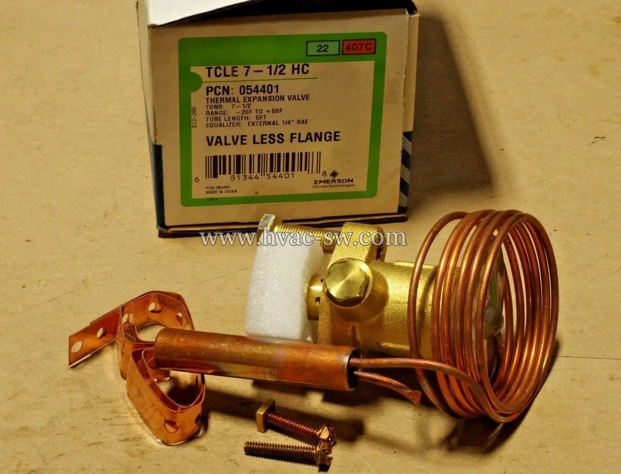 Emerson TCLE 7-1/2 HC 054401 thermostatic expansion valve