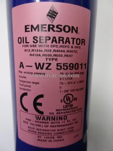 Emerson A-WZ559011 Oil Separator Compact Design