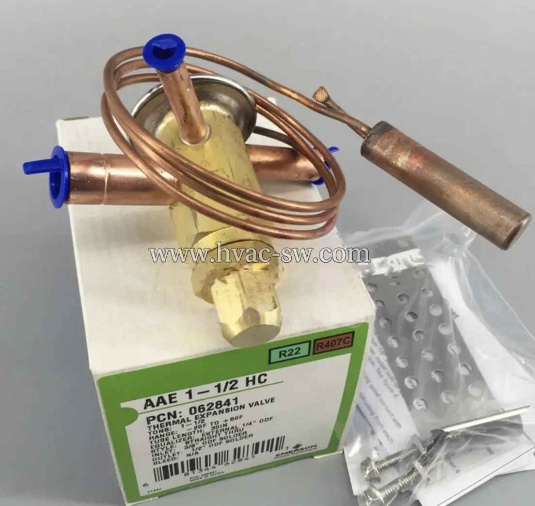 Emerson AAE 1-1/2 HC 062841 Thermal Expansion Valve 1.5TR R22/R407C Straightway 3/8"×1/2" ODF -picture-main