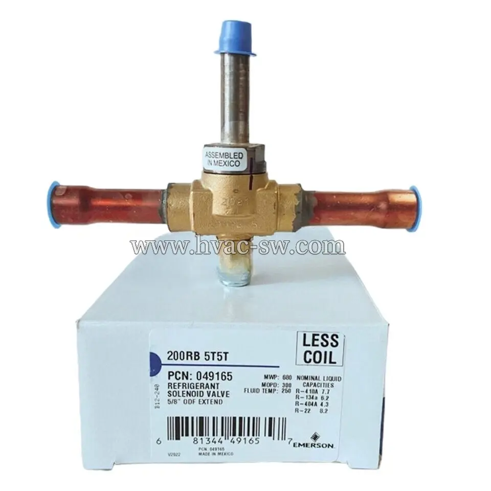 Emerson 049165 200RB5T5T Solenoid Valve Body 5/8" ODF Less Coil for R410A -picture-main
