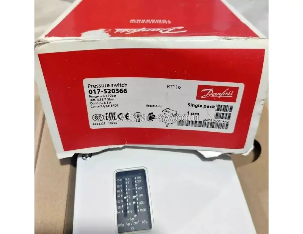 Danfoss 017-520366 RT116 Pressure Switch 1-10 bar G3/8 IP66 -picture-main