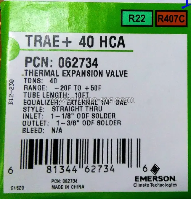 Emerson 062734 TRAE+40HCA refrigerant flow control valve
